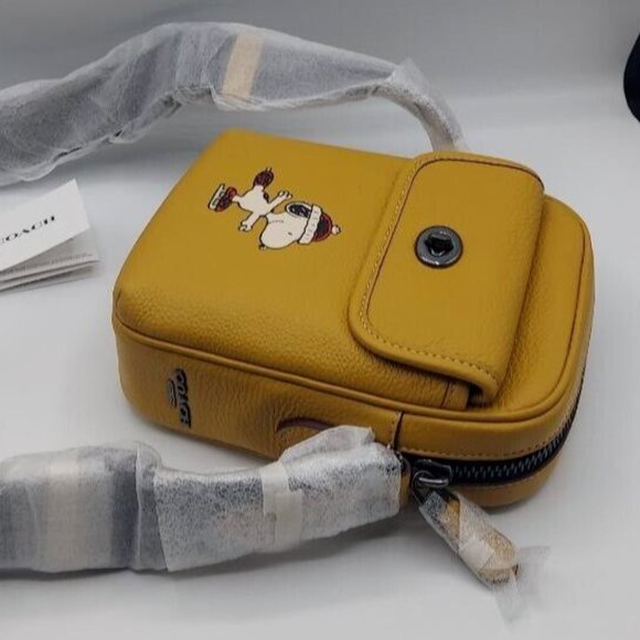 NWT Coach X Peanuts Heritage Crossbody With Snoopy Motif Pebble Leather CE613 - Picture 8 of 15